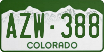 CO license plate AZW388