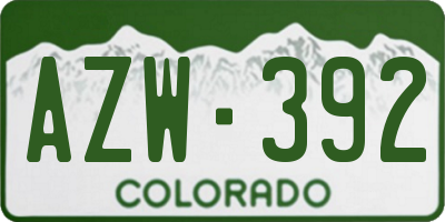 CO license plate AZW392