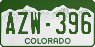 CO license plate AZW396