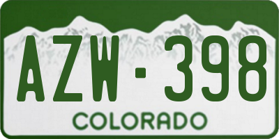 CO license plate AZW398