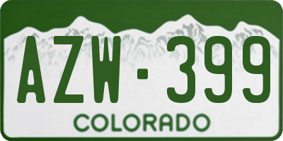 CO license plate AZW399