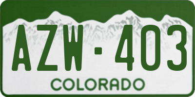 CO license plate AZW403