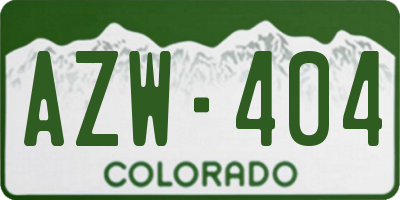 CO license plate AZW404