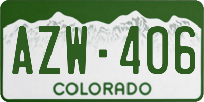 CO license plate AZW406