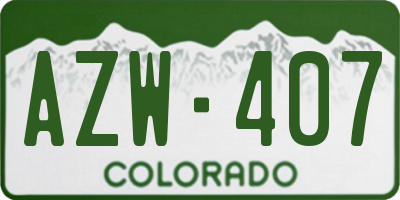 CO license plate AZW407