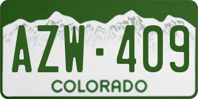 CO license plate AZW409