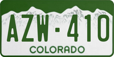 CO license plate AZW410