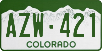 CO license plate AZW421