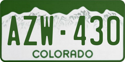 CO license plate AZW430