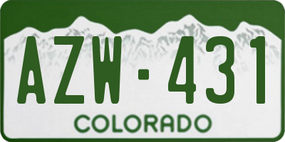 CO license plate AZW431