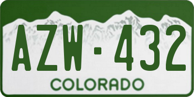 CO license plate AZW432