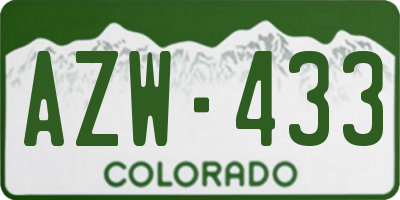 CO license plate AZW433