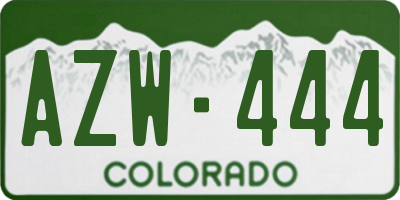 CO license plate AZW444