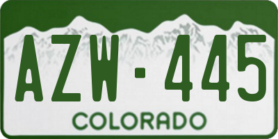 CO license plate AZW445