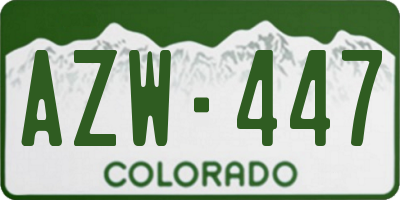 CO license plate AZW447