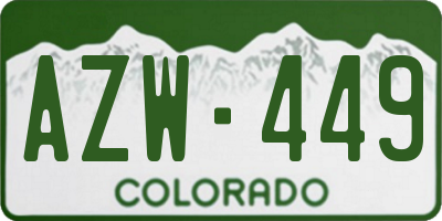 CO license plate AZW449