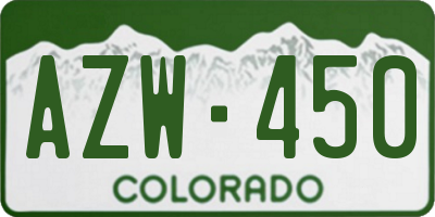 CO license plate AZW450