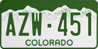 CO license plate AZW451