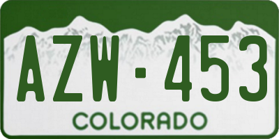 CO license plate AZW453