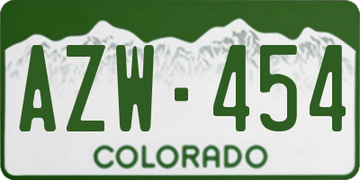 CO license plate AZW454