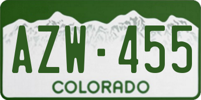 CO license plate AZW455