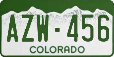 CO license plate AZW456