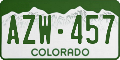 CO license plate AZW457