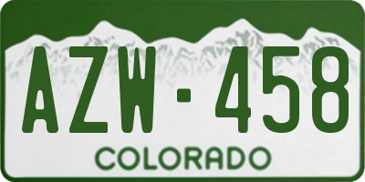 CO license plate AZW458