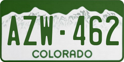 CO license plate AZW462