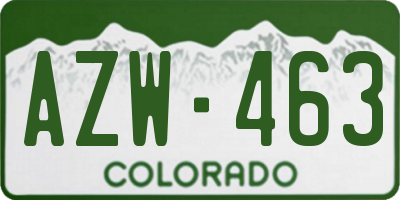 CO license plate AZW463