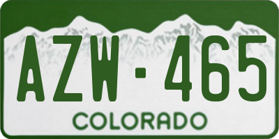 CO license plate AZW465