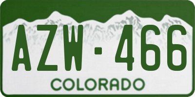 CO license plate AZW466