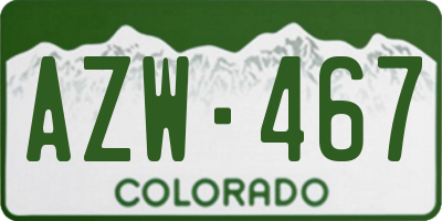 CO license plate AZW467