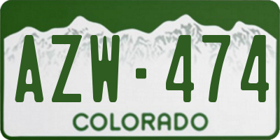 CO license plate AZW474