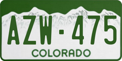 CO license plate AZW475