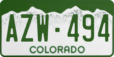 CO license plate AZW494