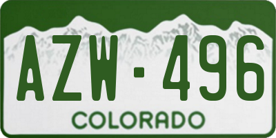 CO license plate AZW496