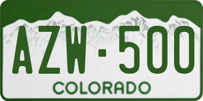 CO license plate AZW500