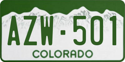 CO license plate AZW501