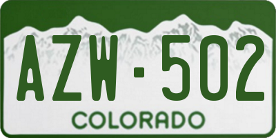 CO license plate AZW502