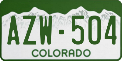 CO license plate AZW504