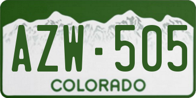 CO license plate AZW505