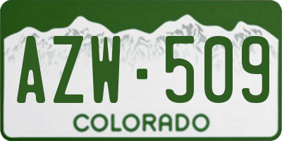 CO license plate AZW509