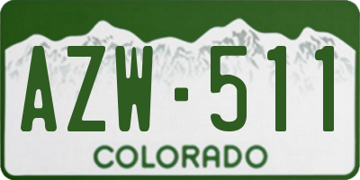 CO license plate AZW511