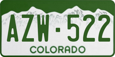 CO license plate AZW522