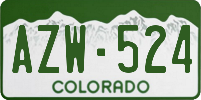 CO license plate AZW524