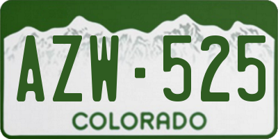 CO license plate AZW525