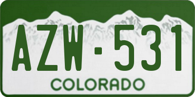 CO license plate AZW531