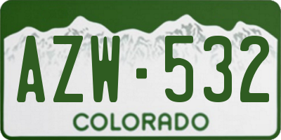 CO license plate AZW532