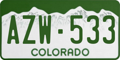 CO license plate AZW533